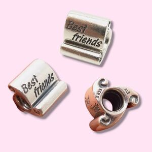 PANDORA "Best Friend" 925 Sterling Silver Engraved Scroll Charm Bead Retired